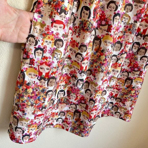 Uncle Frank Size M Womens Day Novelty Frida Floral Cotton Dress Pockets Boho Art - Picture 8 of 9
